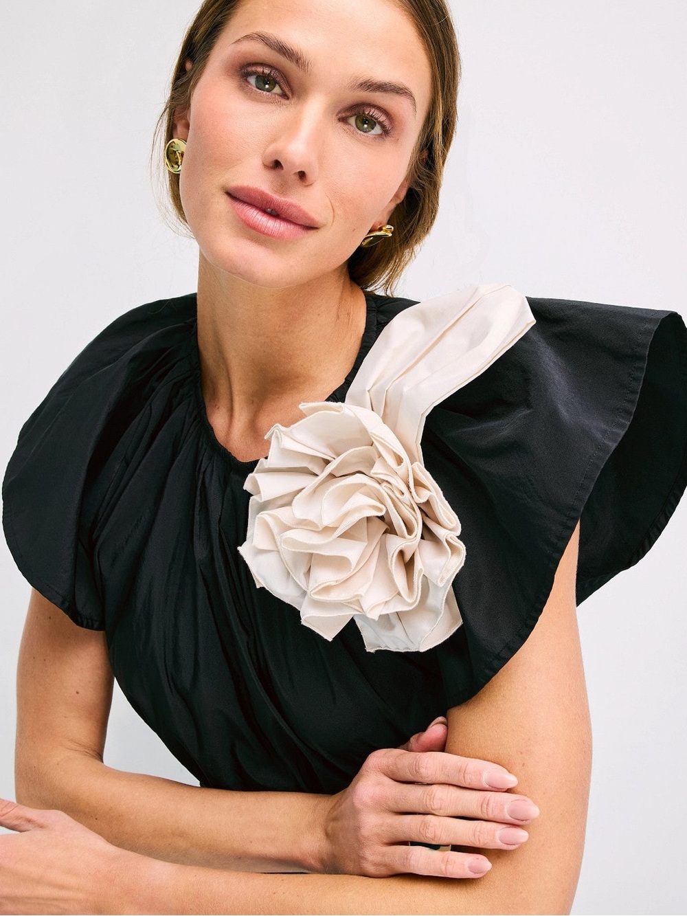 $634 NWT Sea New York Laurie appliquéd taffeta top
